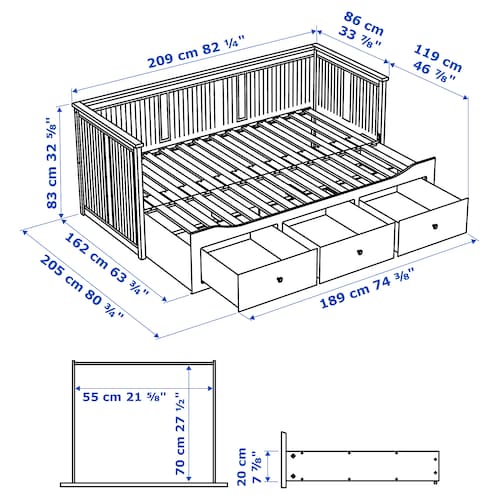 hemnes day bed frame with 3 drawers white 1014369 pe829634 s5