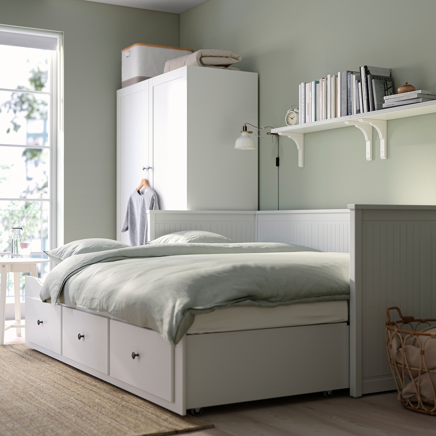 hemnes day bed w 3 drawers 2 mattresses white afjaell medium firm 1036901 pe838568 s5
